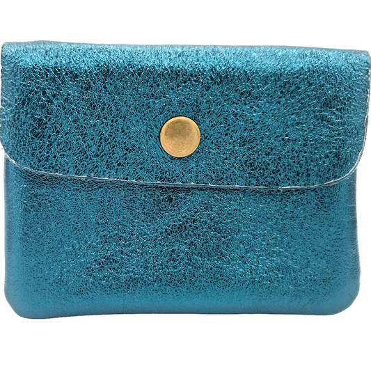 Aponi Iridescent Leather Purse ~ Duck Blue
