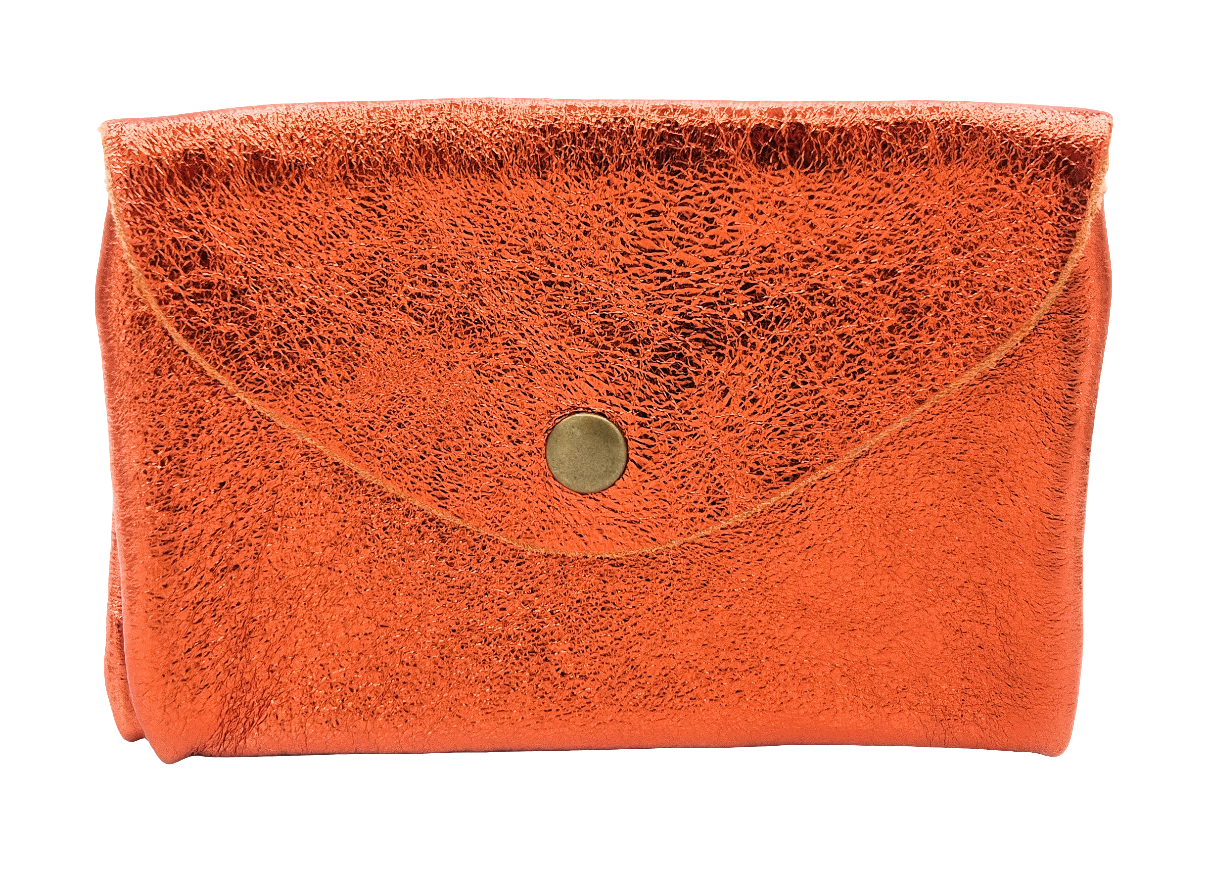 Porte-monnaie Aquene en cuir irisé ~ Orange