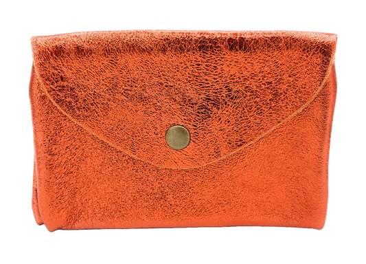 Aquene iridescent leather purse ~ Orange 