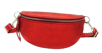 Dyani Iridescent Leather Fanny Pack ~ Red