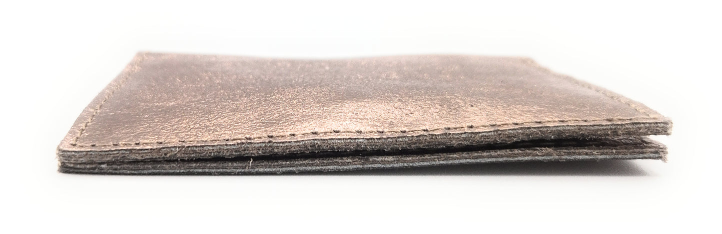 Porte-cartes Asha en cuir irisé italien ~ Étain