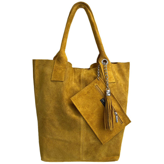 Sac shopper Aiyana en cuir suédé ~ Jaune ocre