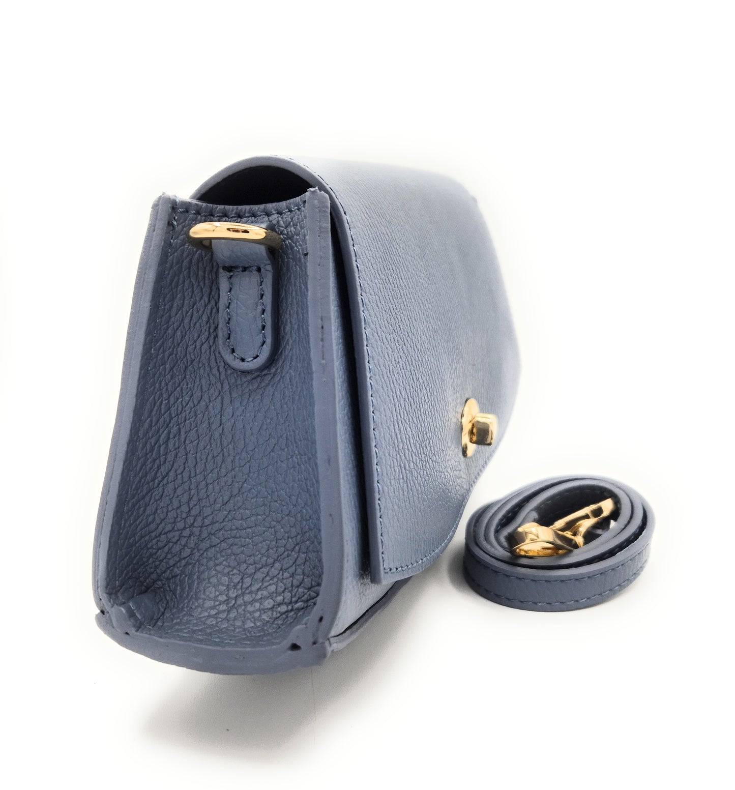 Paco Leather Half Moon Shoulder Bag ~ Sky Blue
