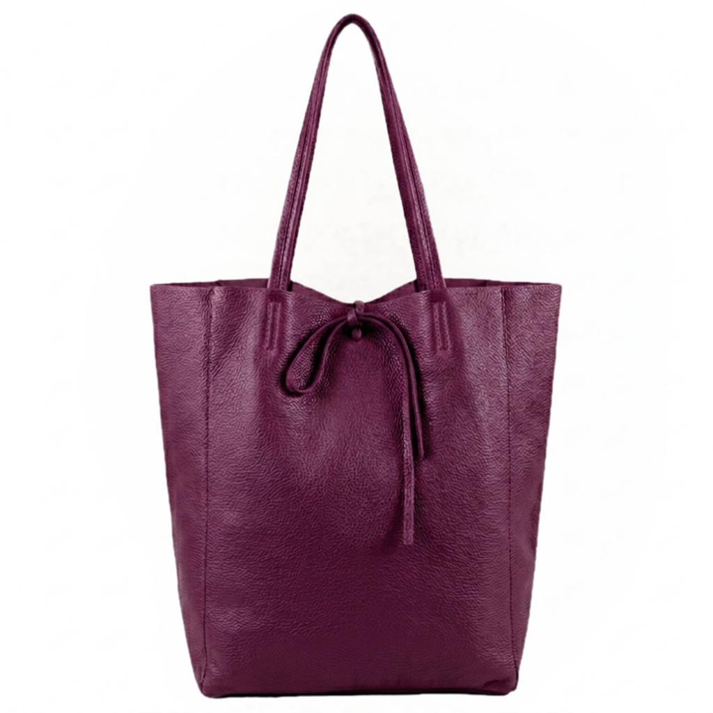 Sac shopper cuir Taima ~ Prune