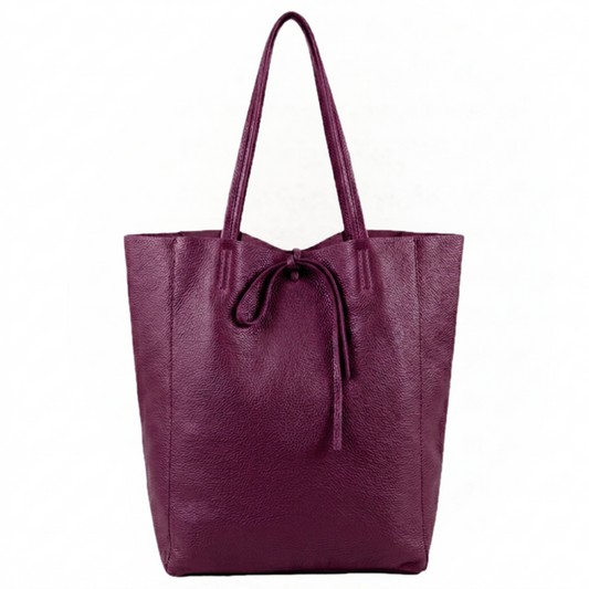 Sac shopper cuir Taima ~ Prune