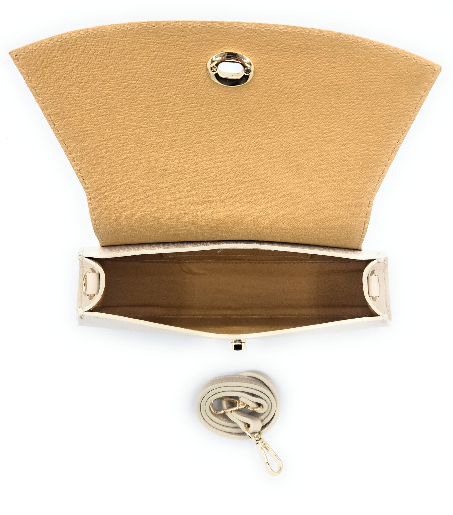 Paco Leather Half Moon Shoulder Bag ~ Beige
