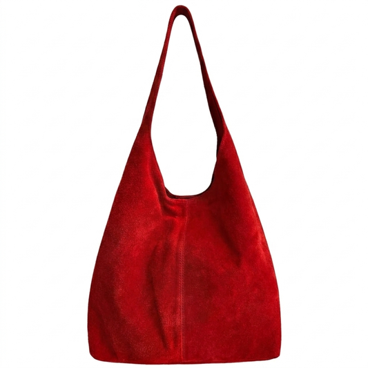 Sac cabas hobo cuir suédé Lulu ~ Rouge