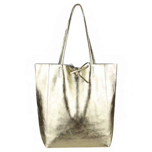 Sac shopper cuir irisé Taima ~ Doré