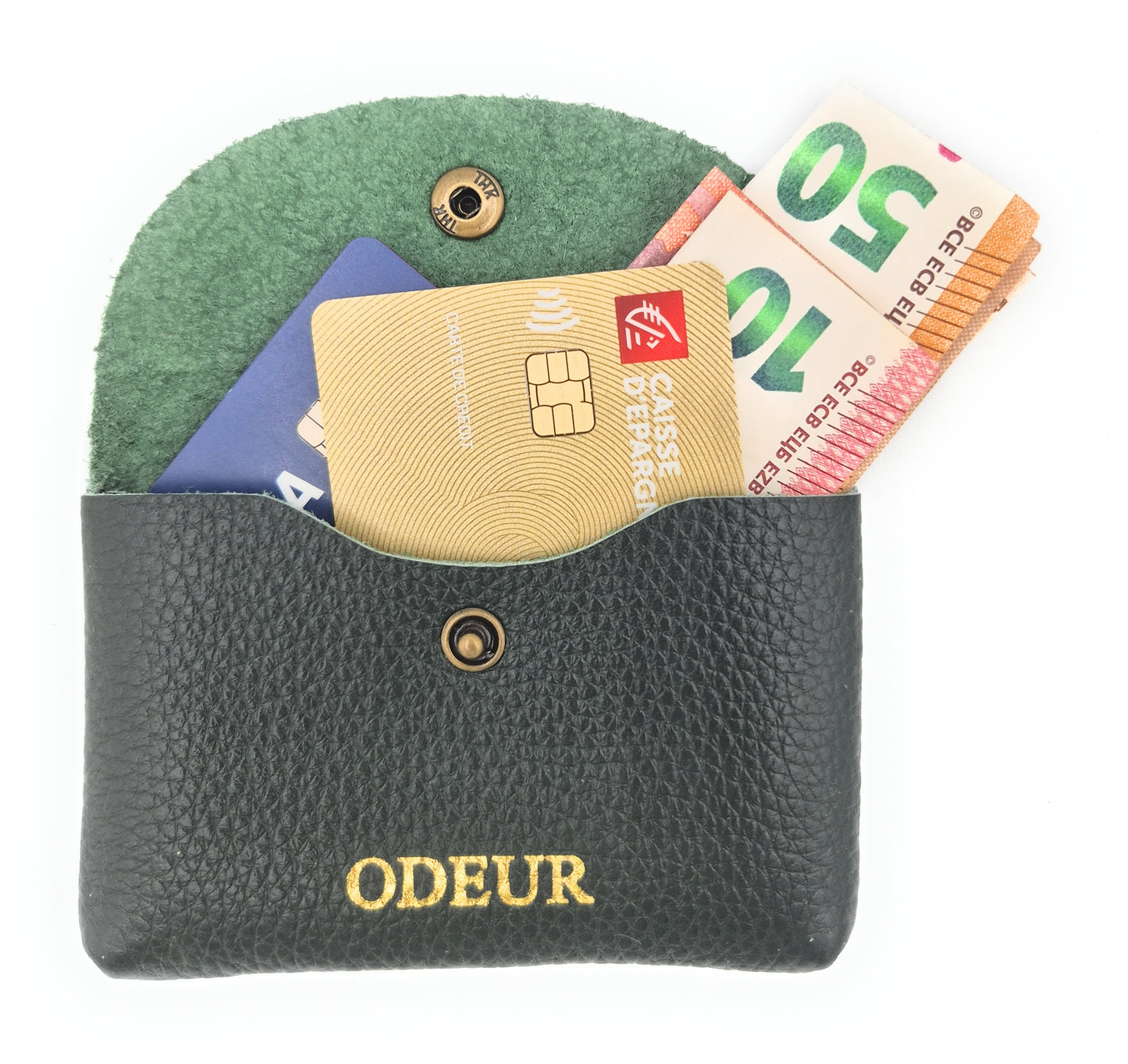 Porte-cartes Nita en cuir ~ Vert Sapin