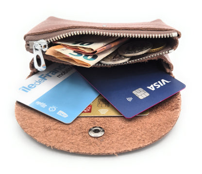 Porte-monnaie Anaba en cuir ~ Taupe