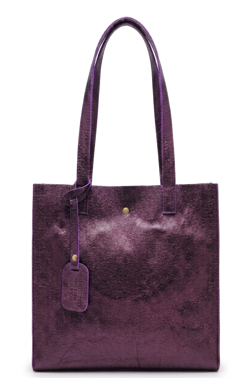 Sac shopper Dena en cuir irisé ~ Aubergine