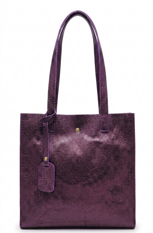 Sac shopper Dena en cuir irisé ~ Aubergine