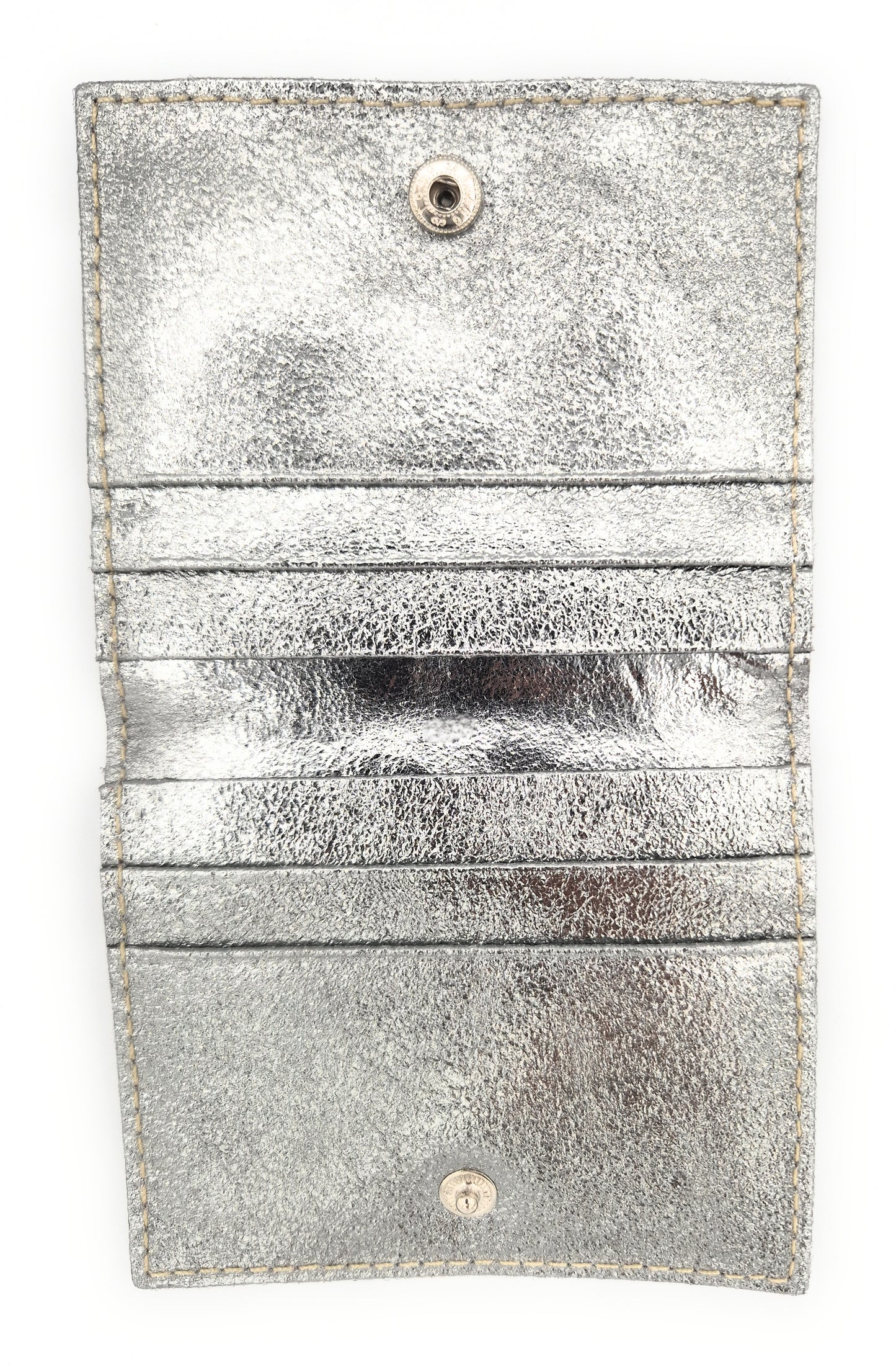 Porte-cartes Asha en cuir irisé italien ~ Argenté