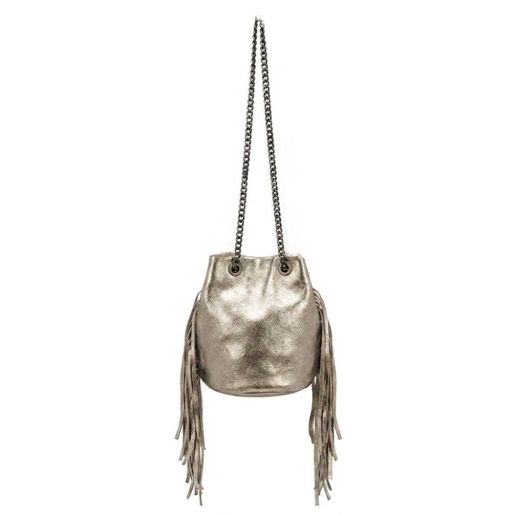 Sac bourse Anoki en cuir irisé ~ Étain