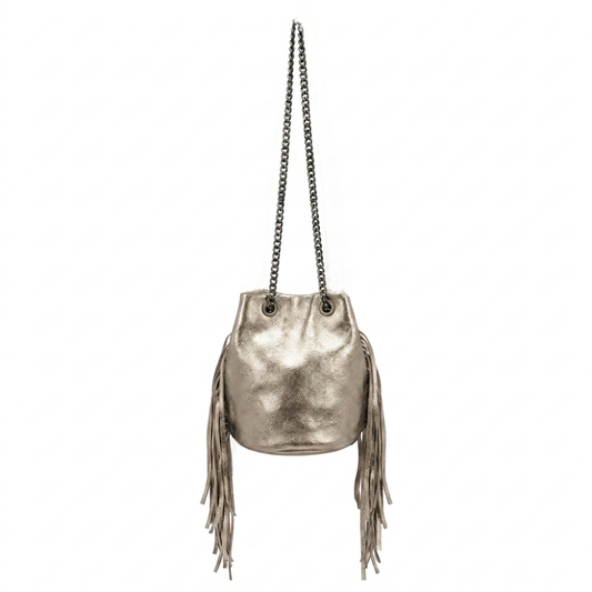 Sac bourse Anoki en cuir irisé ~ Étain