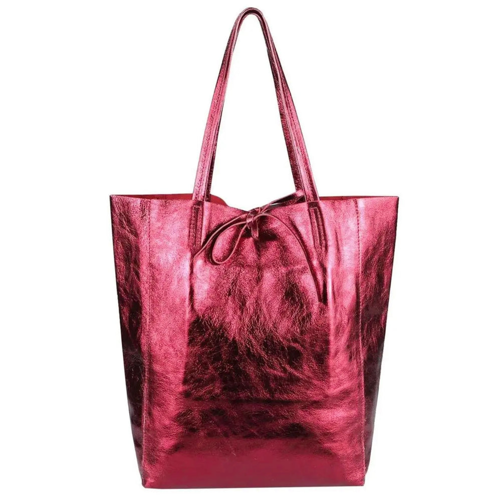 Taima sac shopper en cuir irisé ~ Rouge