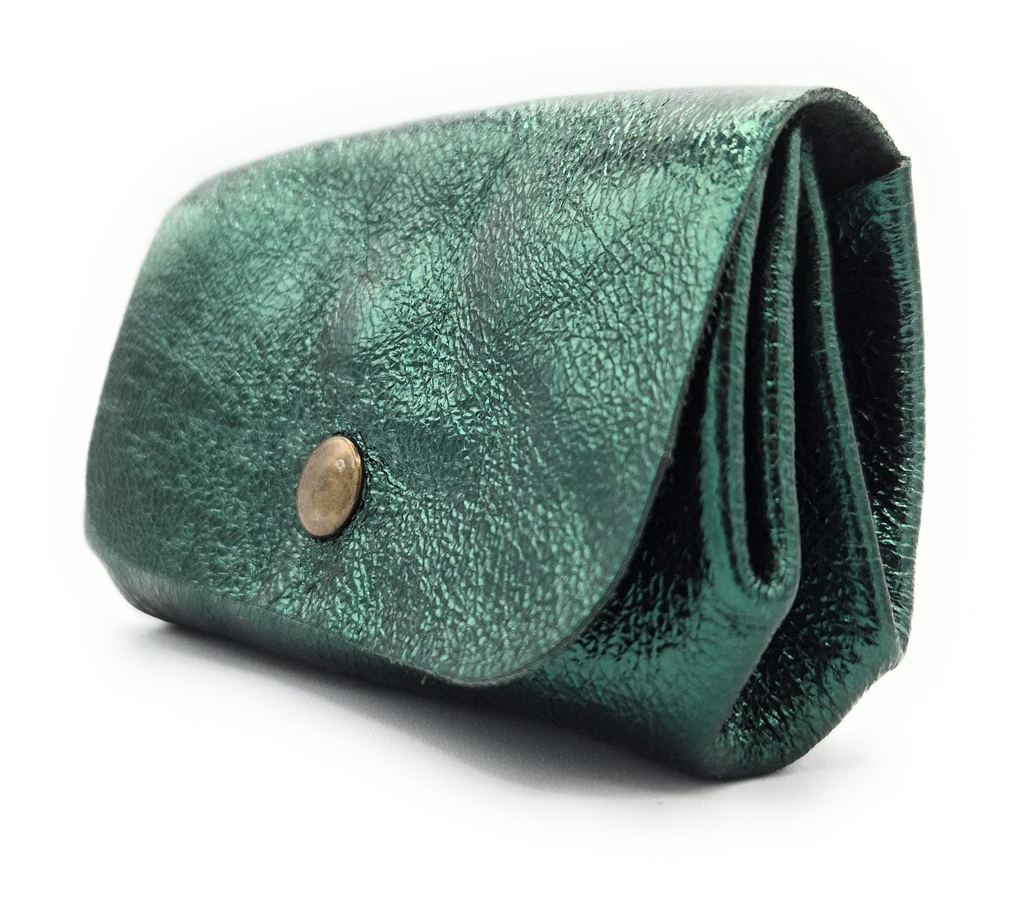Etania Iridescent Leather Purse ~ Petrol Green 