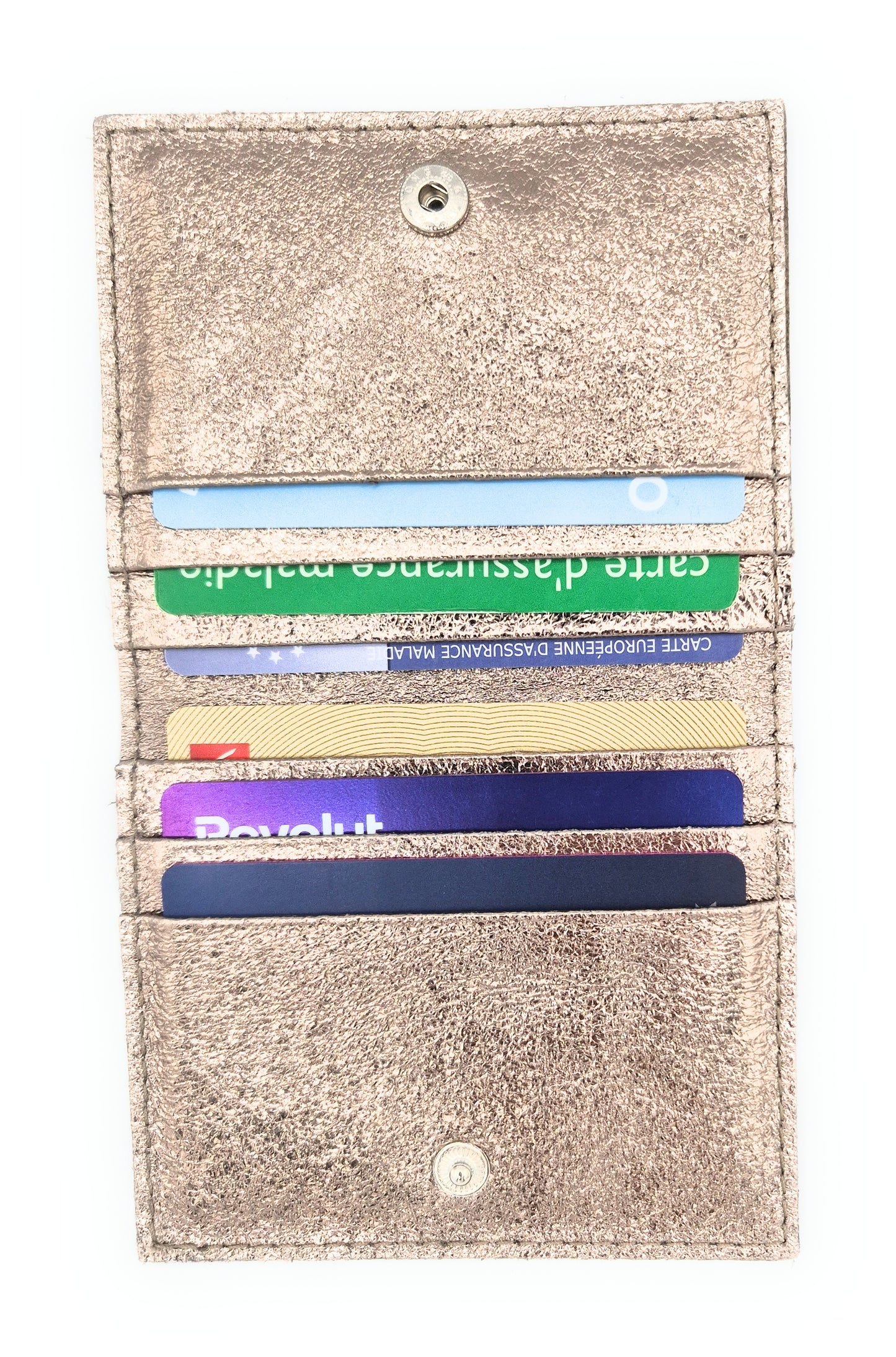 Porte-cartes Asha en cuir irisé italien ~ Étain