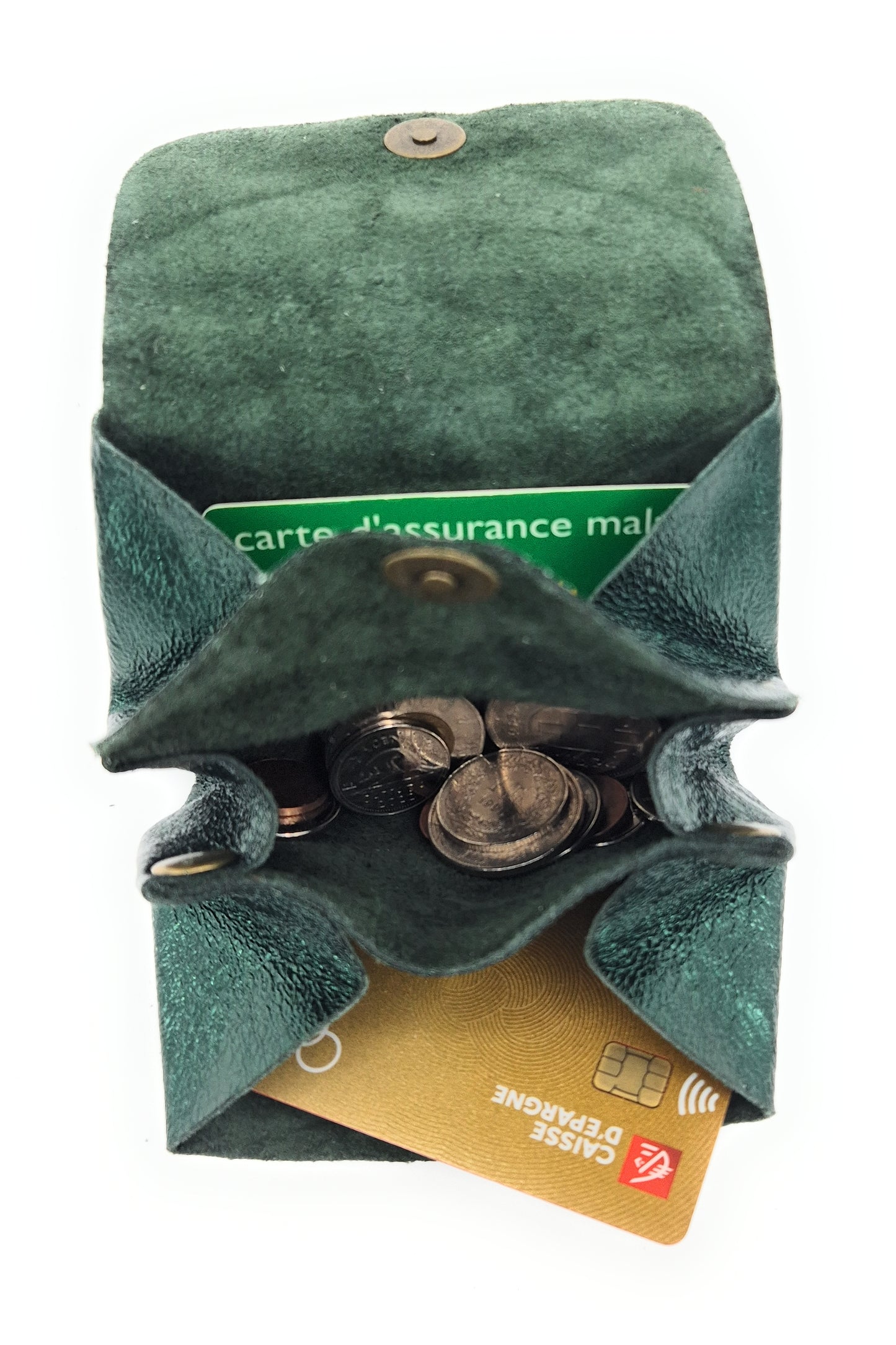 Etania Iridescent Leather Purse ~ Petrol Green 