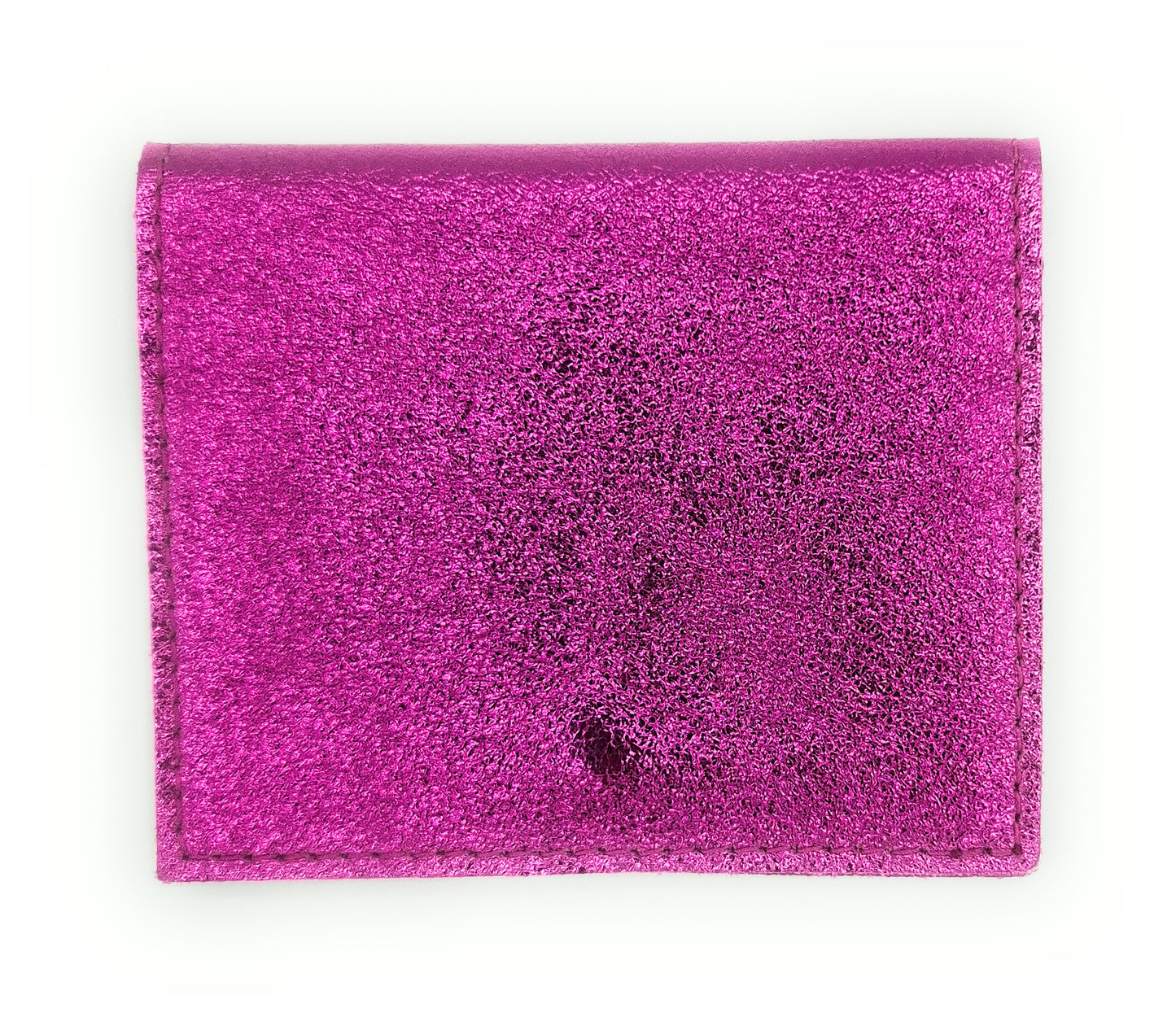 Porte-cartes Asha en cuir irisé italien ~ Fuchsia