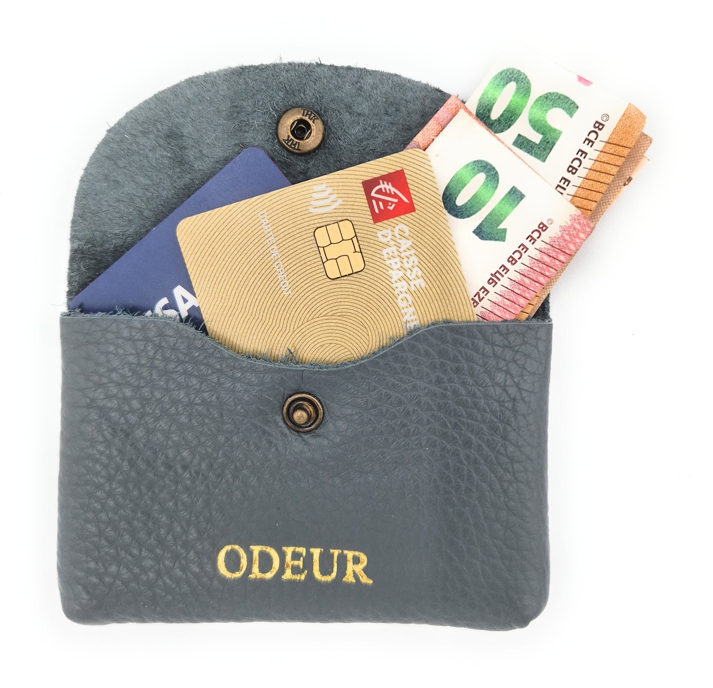 Porte-cartes Nita en cuir ~ Gris foncé