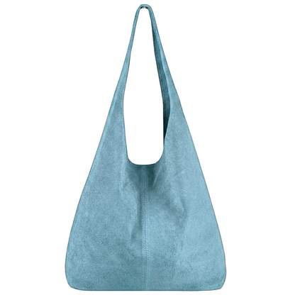 Sac cabas hobo cuir suédé Lulu ~ Bleu ciel