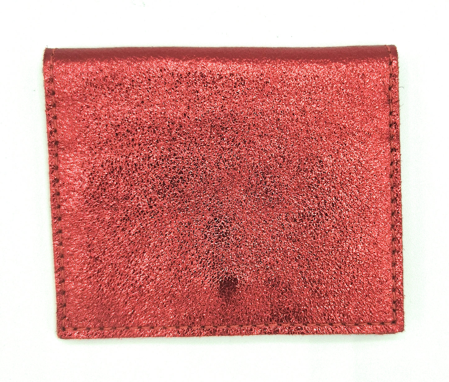 Porte-cartes Asha en cuir irisé italien ~ Rouge