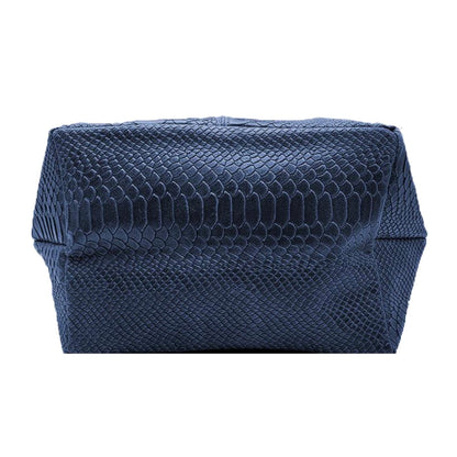 Sac shopper Aiyana en cuir embossé python ~ Bleu marine