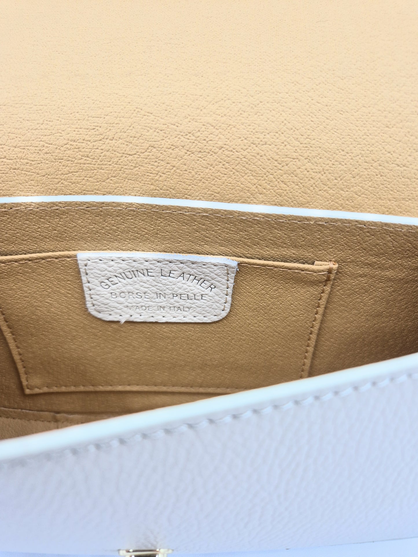 Paco Leather Half Moon Shoulder Bag ~ Beige