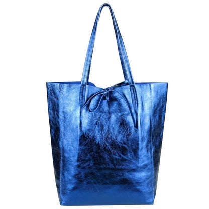 Taima sac shopper en cuir irisé ~ Bleu royal