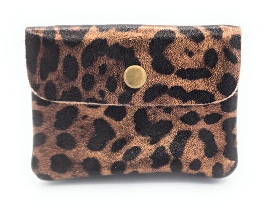 Porte-monnaie Aponi en cuir irisé italien ~ Léopard