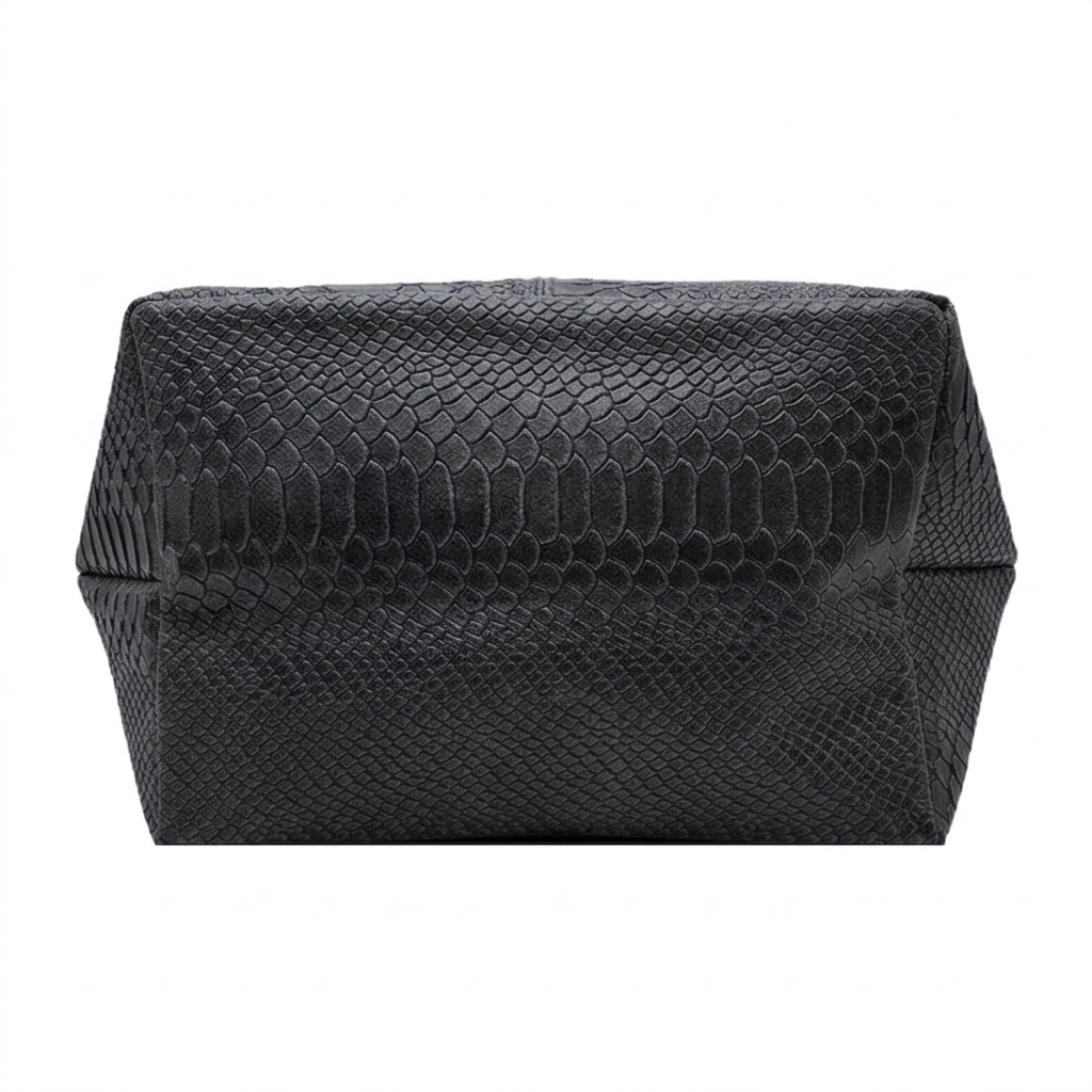 Sac shopper Aiyana en cuir embossé python ~ Noir