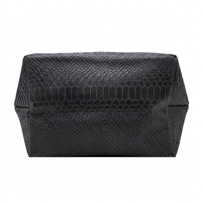 Sac shopper Aiyana en cuir embossé python ~ Noir
