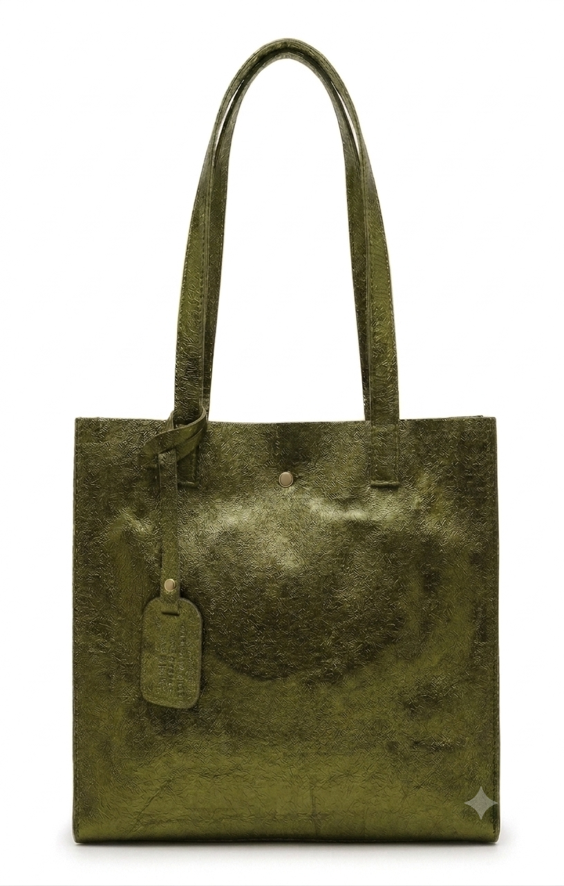 Sac shopper Dena en cuir irisé ~ Kaki