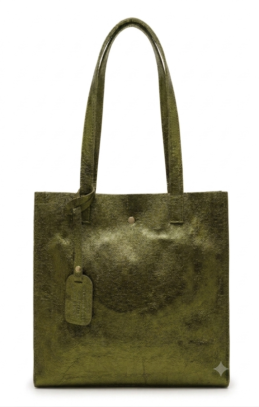 Sac shopper Dena en cuir irisé ~ Kaki