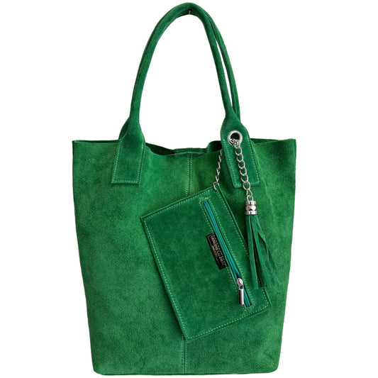 Sac shopper Aiyana en cuir suédé ~ Vert émeraude