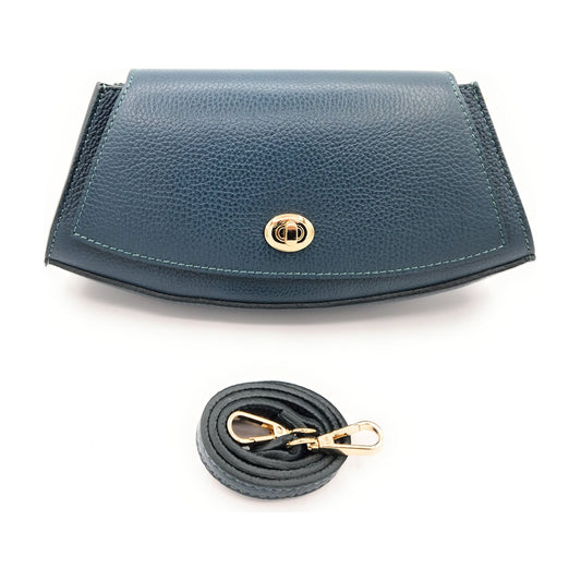 Paco Leather Half Moon Shoulder Bag ~ Duck Blue
