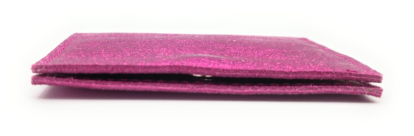Porte-cartes Asha en cuir irisé italien ~ Fuchsia