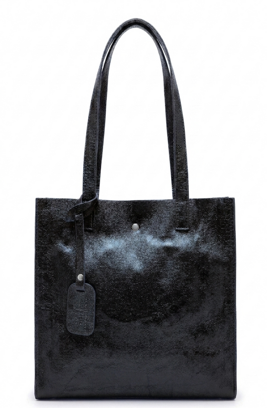 Sac shopper Dena en cuir irisé ~ Noir