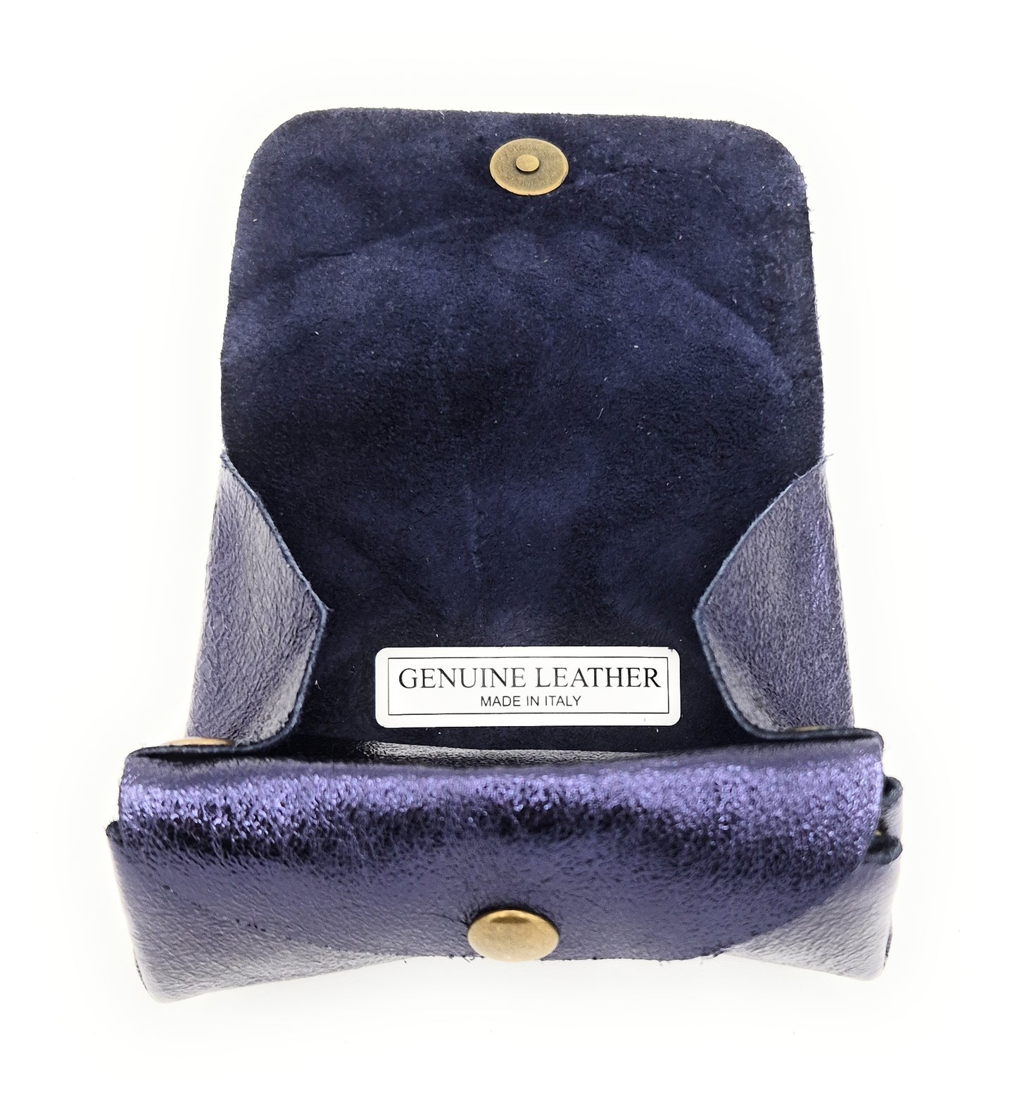 Porte-monnaie en cuir irisé Etania ~ Bleu nuit