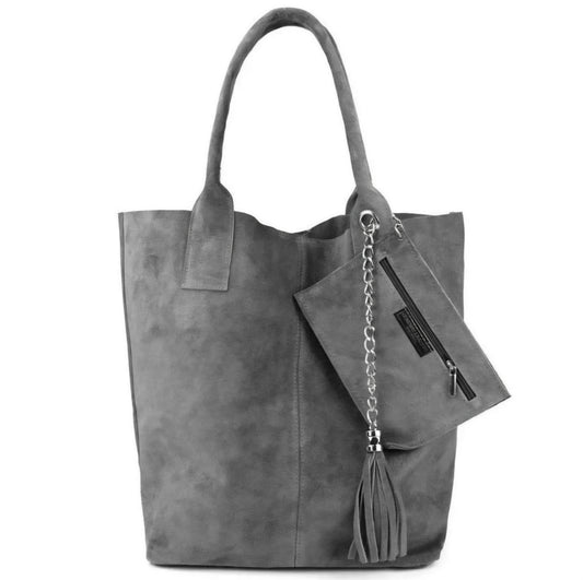 Sac shopper Aiyana en cuir suédé ~ Gris