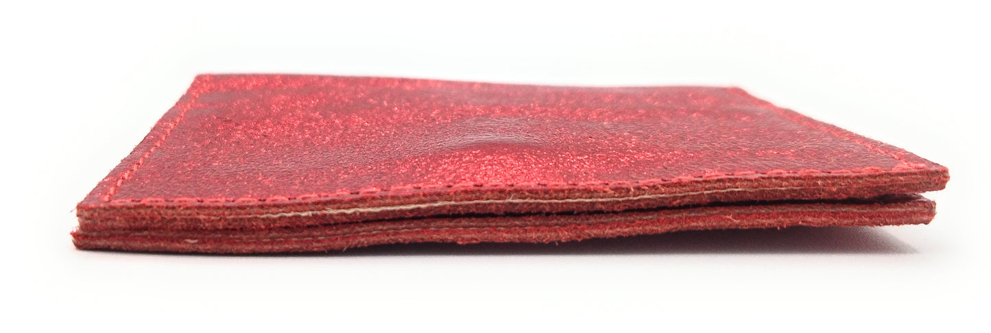 Porte-cartes Asha en cuir irisé italien ~ Rouge