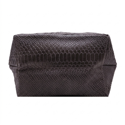 Sac shopper Aiyana en cuir embossé python ~ Marron café