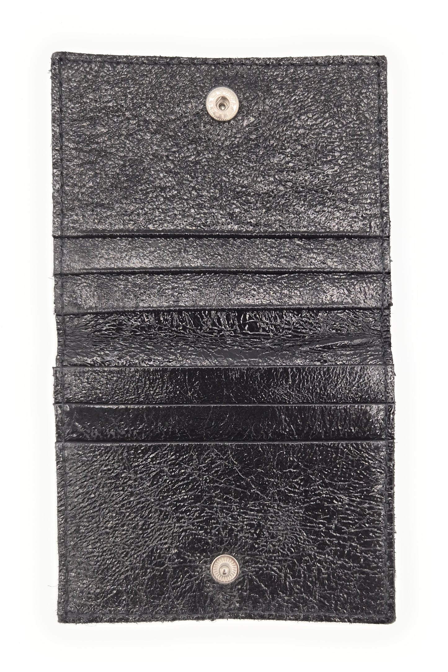 Porte-cartes Asha en cuir irisé italien ~ Noir