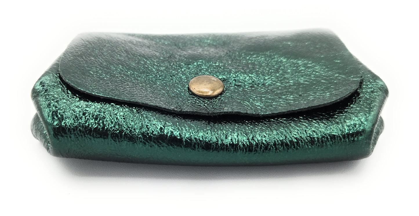 Etania Iridescent Leather Purse ~ Petrol Green 