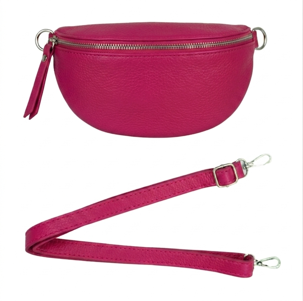 Sac banane en cuir Dyani ~ Fuchsia