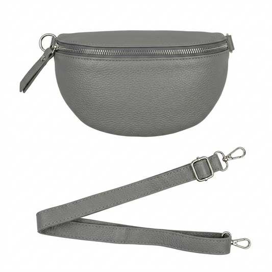 Sac banane en cuir Dyani ~ Gris