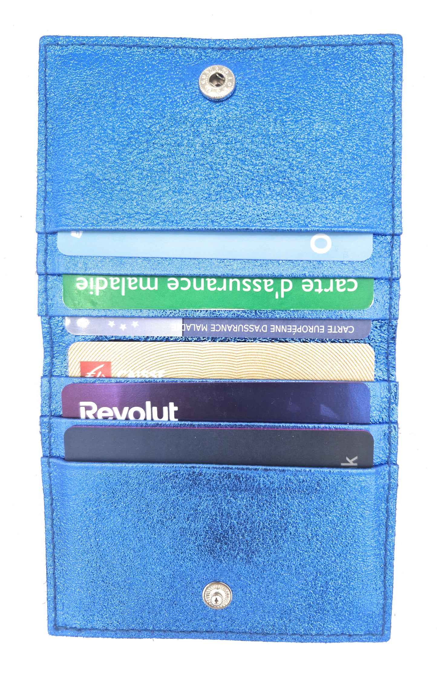 Porte-cartes Asha en cuir irisé italien ~ Bleu royal