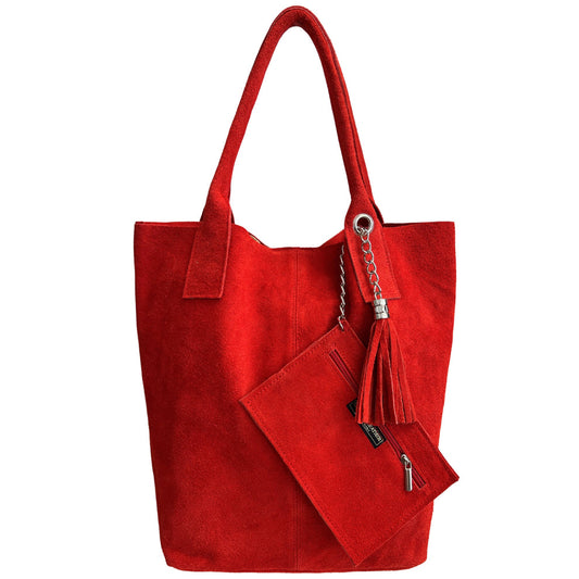 Sac shopper Aiyana en cuir suédé ~ Rouge