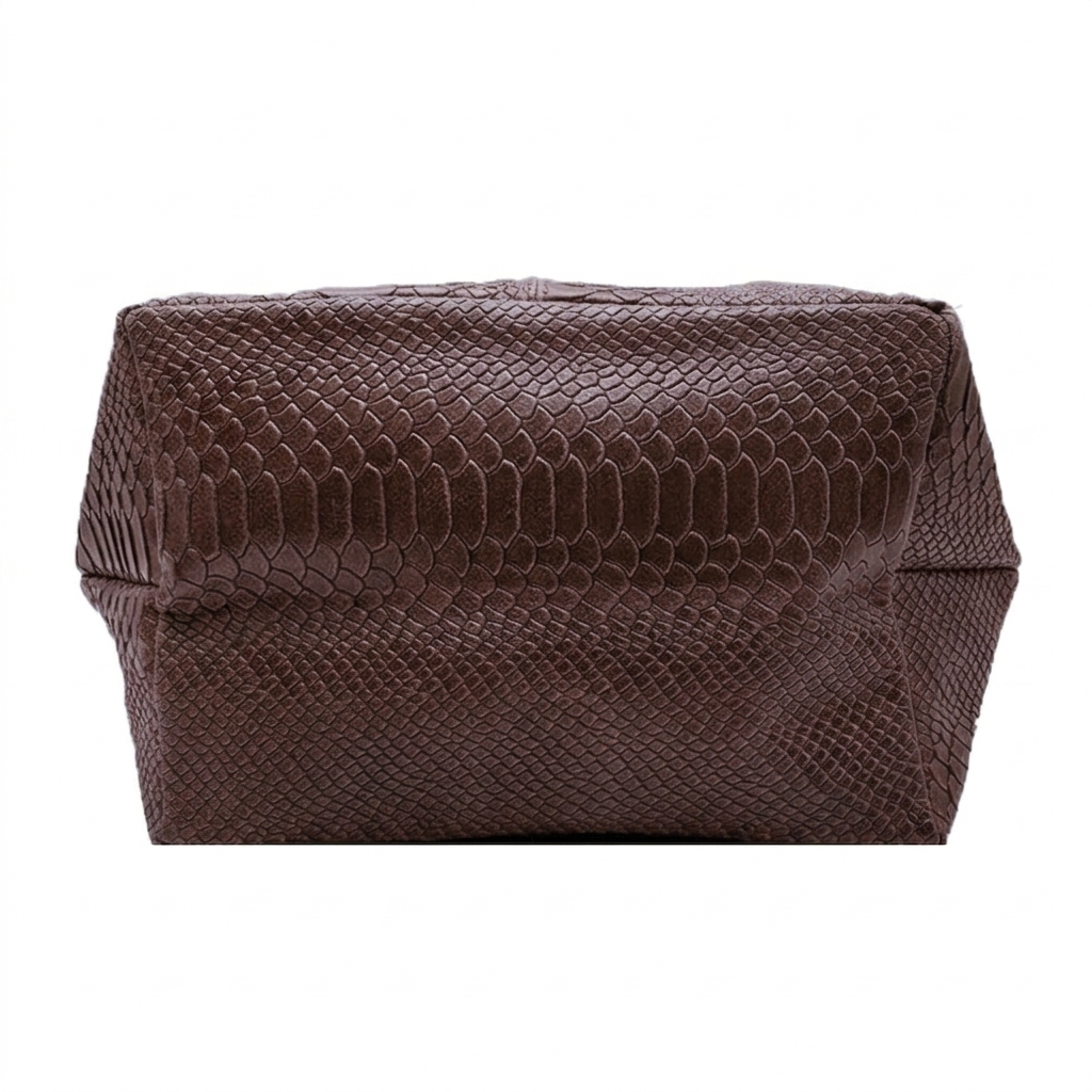 Sac shopper Aiyana en cuir embossé python ~ Marron